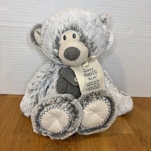 NWT Demdaco Prayer Pocket Teddy Bear Plush 11" Gray Soft Stuffed Animal Baby